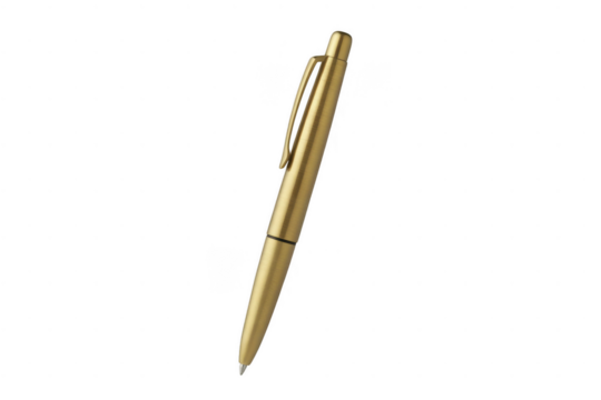 Gold ballpoint pen isolated on a transparent background