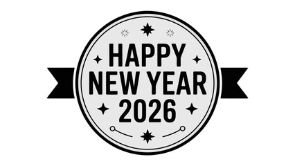 Festive Greeting: A circular emblem boldly proclaims Happy New Year 2026, radiating a sense of anticipation and optimism for the upcoming year. 