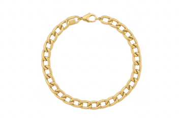 Gold curb chain bracelet isolated on a transparent background