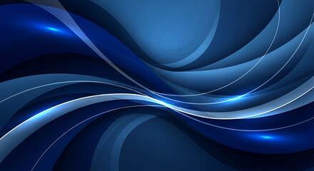 Obraz premium Abstract blue waves with light effects, futuristic background with smooth curves and glowing highlights, digital art