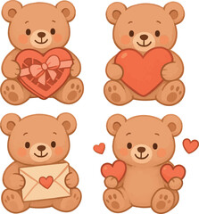 Fototapeta premium Teddy bears giving candy