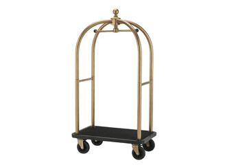 Gold Luggage Cart isolated on a transparent background