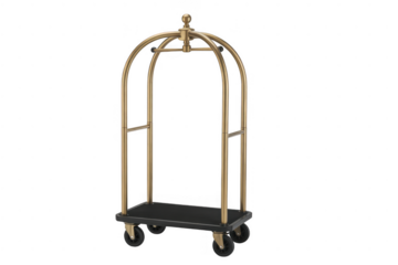 Gold Luggage Cart isolated on a transparent background