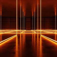 Luminous grid installation reflecting a modern space, geometric symmetry and glow