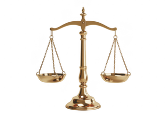 Golden Balance Scales isolated on a transparent background