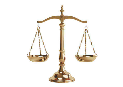 Golden Balance Scales isolated on a transparent background