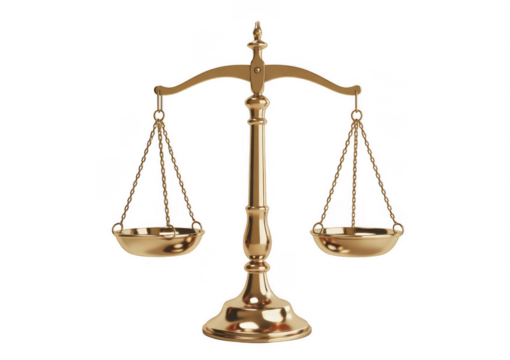 Golden Balance Scales isolated on a transparent background