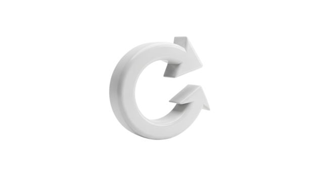 Ring Shaped Rounded Loop 3D Arrow on Clean White