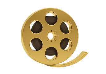 Golden film reel symbolizes cinema and storytelling success