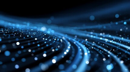 A mesmerizing blue light path with glowing particles and streaks, evoking a sense of motion and energy.