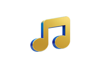 Golden musical note symbol with blue outline