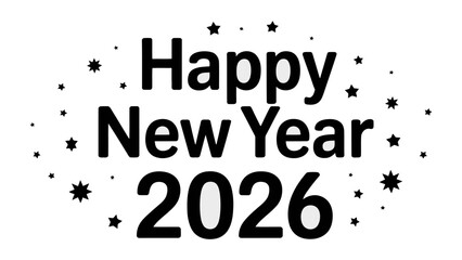 New Year 2026 Celebration: A cheerful and festive greeting announces the arrival of the New Year, adorned with star accents that create a sense of joy and anticipation. 