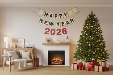 festive holiday home decor for 2026 featuring christmas tree and gift boxes