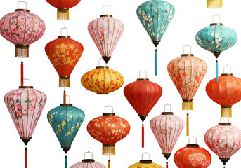 Festive decorative lanterns adorn vibrant celebratory scenes