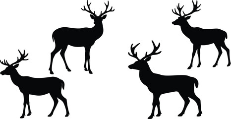 Obraz premium Solid black silhouette of animals