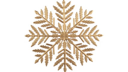 Golden snowflake ornament isolated on a transparent background 1