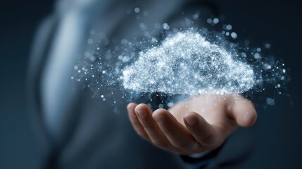 businessman presents erp cloud solution for enterprise resource planning and data management in a modern digital environment with secure connection