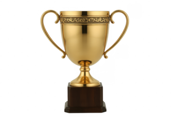 Golden Trophy with Ornate Band isolated on a transparent background