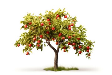 Apple tree illustration 3d rendering element, white background