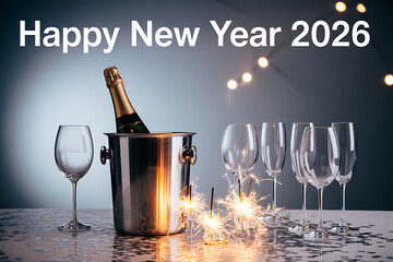 festive new year's eve 2026 party setup featuring champagne and sparklers
