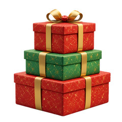 Red gift box with gold ribbon and bow isolated on white for Christmas holiday present or birthday celebration surprise