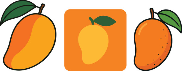 Fresh Mango Illustration With Juicy Tropical Fruit Leaves Clean Minimal Design For Summer Fruit Theme