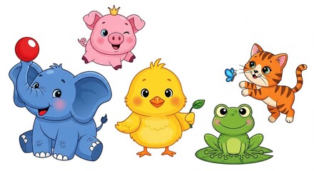 Obraz premium Cute cartoon baby animals for nursery decoration