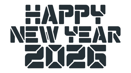 New Year 2025 typography: A bold, stylized typographical design displays HAPPY NEW YEAR 2025 in a modern, geometric font, offering a futuristic celebratory vibe.