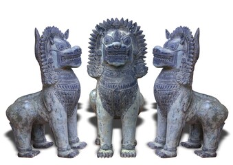 statue of a lion isolated on white