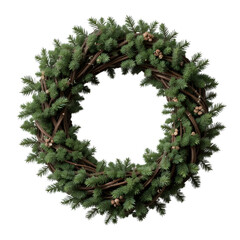 Christmas wreath isolated on white background, png