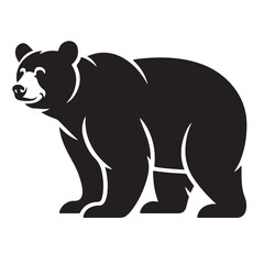 Fototapeta premium A black silhouette of a bear standing, isolated on white background, showcasing its powerful and majestic presence