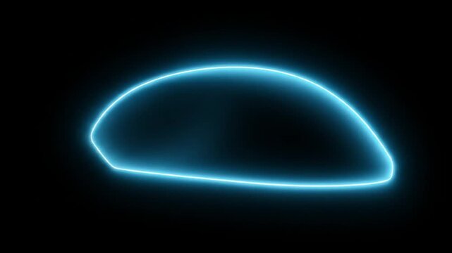 Glowing blue computer mouse outline on black background for technology concept