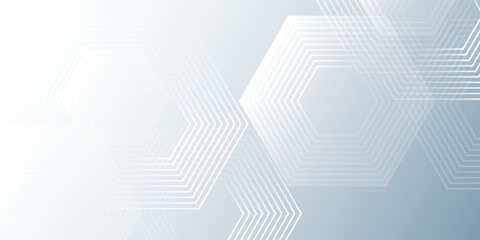 Fototapeta premium Modern hexagon lines on gray background. Geometric stripe line abstract modern simple