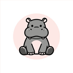 Fototapeta premium Adorable hippo cartoon character illustration for children's books and educational materials, a charming and delightful animal perfect for kids projects