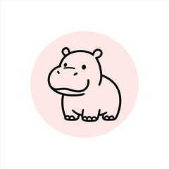 Adorable hippo cartoon character illustration for children's books and educational materials, bringing a playful and friendly vibe to any creative project