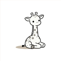 Adorable giraffe calf sitting peacefully, perfect for children's books and educational materials, radiating innocence and charm, a beloved African animal
