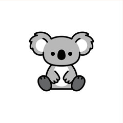 Adorable cartoon koala sitting and looking forward, perfect for children's books, educational materials, or cute animal-themed designs with its simple charm