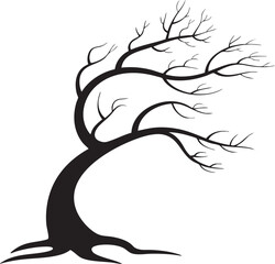 Silhouette of a bare tree against a white background graphic resource