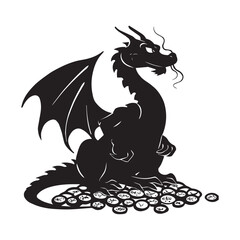 black dragon on white background silhouette