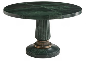 Green marble pedestal table isolated on a transparent background
