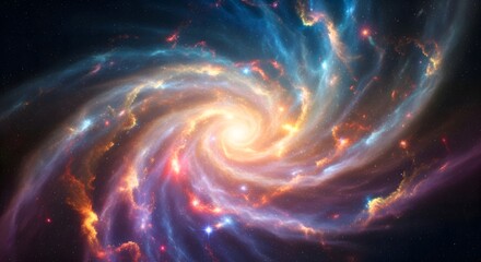 Obraz premium Vibrant Swirling Nebula and Galaxy Displaying Cosmic Beauty and Stellar Formation in Deep Space