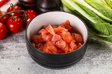 Salted salmon cubes for cooking