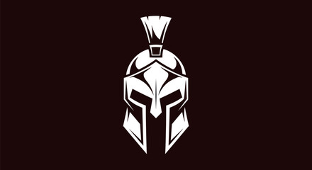 Spartan helmet silhouette vector illustration on black background