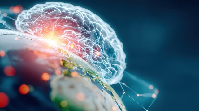 Exploring the intersection of artificial intelligence and global connectivity digital realm futuristic technology atmospheric environment high-tech viewpoint