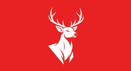 White deer silhouette against red background suitable for design or logo