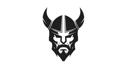 Viking warrior head silhouette illustration on white background