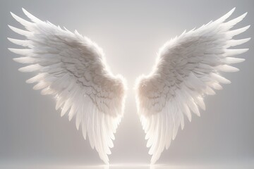 A luminous pair of feathered wings, bathed in a soft glow, symbolizing peace and divinity