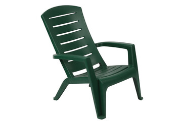 Green plastic lounge chair isolated on a transparent background