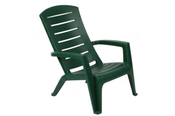 Green plastic lounge chair isolated on a transparent background
