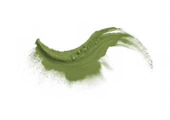 Green powder wave isolated on a transparent background